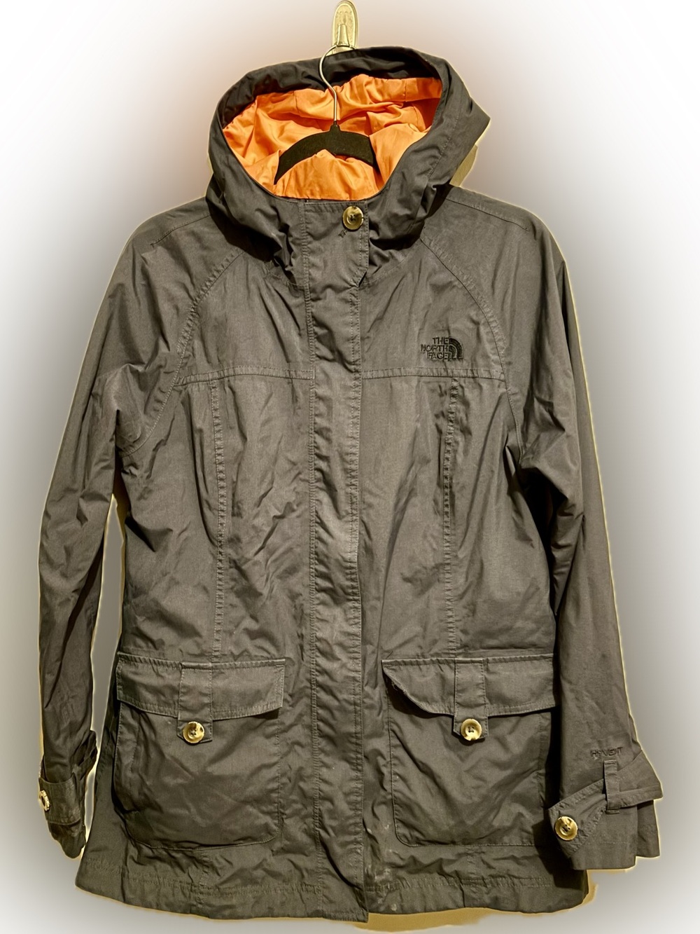 The North Face Women's Hooded Utility Jacket in Navy with Coral Lining